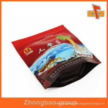 Guangzhou Food Grade Aluminium Giseng Pouch Kunststoff Stand Laminierung Ziplock Beutel mit Fenster